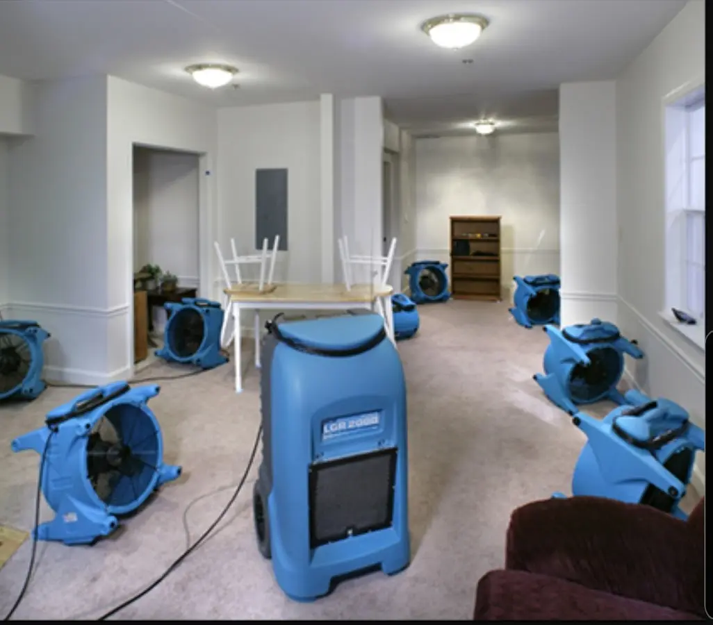 Air movers and dehumidifier setup for Water Damage Restoration in Citrus Park